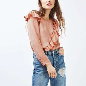 ✨Last Call✨ Topshop Satin Ruffle Blouse